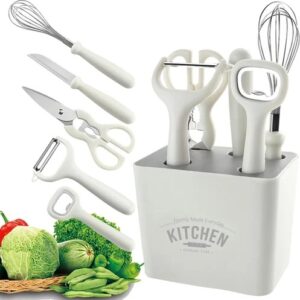 5-Piece Kitchen Gadget Set with Storage Box – Minimalist White | TheMinimalSpoon